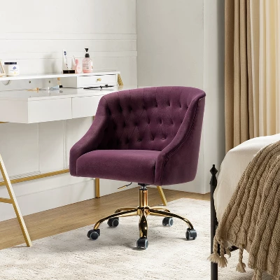 Anika Home Office Task Chair Velvet Tufted Swivel Adjustable Swivel 360 Degree Wheels | Karat Home 10 Anika Home Office Task Chair Velvet Tufted Swivel Adjustable Swivel 360 Degree Wheels | Karat Home - Image 10