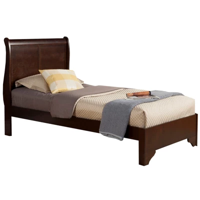 West Haven Twin Wood Sleigh Bed In Cappuccino (Brown) - Alpine Furniture 1 West Haven Twin Wood Sleigh Bed In Cappuccino (Brown) - Alpine Furniture