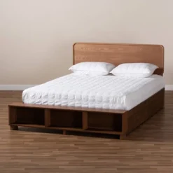 4 Drawer Vita Modern Transitional Wood Platform Storage Bed Walnut/Brown - Baxton Studio -Living Space Shop GUEST 4cb19e50 3350 4590 a583 6ddcf4be73ba