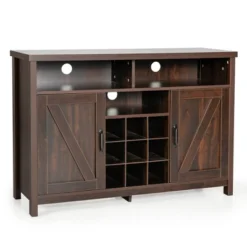 Costway Buffet Storage Cabinet Farmhouse Sideboard W/9-Bottle Wine Rack & 2 Doors -Living Space Shop GUEST 4ccb244a 881a 4a03 b76d 959f23917915