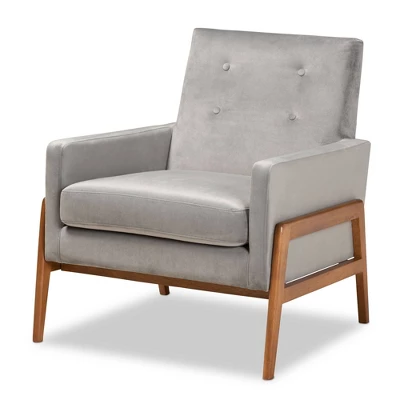 Perris Mid-Century Modern Velvet Fabric Upholstered Wood Lounge Chair - Baxton Studio 9 Perris Mid-Century Modern Velvet Fabric Upholstered Wood Lounge Chair - Baxton Studio - Image 9