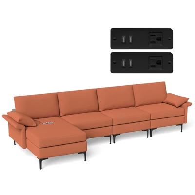 Costway L-shaped Modern Modular Sectional Sofa W/ Reversible Chaise & 4 USB Ports 10 Costway L-shaped Modern Modular Sectional Sofa W/ Reversible Chaise & 4 USB Ports - Image 10