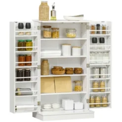 HOMCOM 41" Kitchen Pantry, 2-Door Kitchen Cabinet With 5-tier Storage Shelving, 12 Spice Racks And Adjustable Shelves For Dining Room -Living Space Shop GUEST 5103e86a 1f5b 44a6 903e 36dd324856af