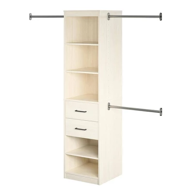 Kelly 5 Shelf 2 Drawer Closet Organizer With 3 Adjustable Hanging Rods Ivory Oak - Novogratz 7 Kelly 5 Shelf 2 Drawer Closet Organizer With 3 Adjustable Hanging Rods Ivory Oak - Novogratz - Image 7