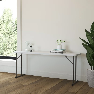 Emma And Oliver 6-Foot Rectangular White Plastic Folding Table With Locking Legs For Training Or Seminars 1 Emma And Oliver 6-Foot Rectangular White Plastic Folding Table With Locking Legs For Training Or Seminars