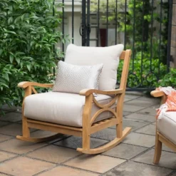 Cambridge Casual Abbington Teak Outdoor Patio Rocking Chair With Cushion -Living Space Shop GUEST 52e4c40b 29a3 4276 a4b6 d54af40768a0