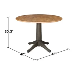 42" Round Dual Drop Leaf Dining Table With 2 Panel Back Chairs Hickory/Washed Coal - International Concepts 16 42" Round Dual Drop Leaf Dining Table With 2 Panel Back Chairs Hickory/Washed Coal - International Concepts -Living Space Shop GUEST 5379fc9e 6eae 4ffb 9137 f608abe1f391