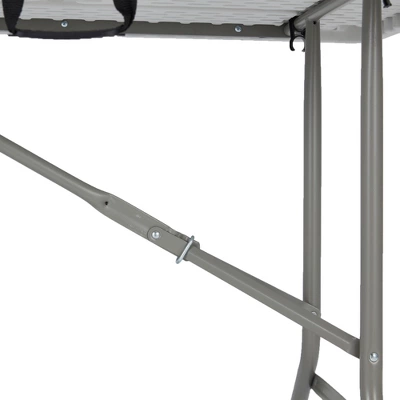 JOMEED UP041 6 Foot Long Portable Plastic Folding Multipurpose Utility Picnic Table With Powder Coated Steel Legs And Built In Carry Handle, White 4 JOMEED UP041 6 Foot Long Portable Plastic Folding Multipurpose Utility Picnic Table With Powder Coated Steel Legs And Built In Carry Handle, White - Image 4