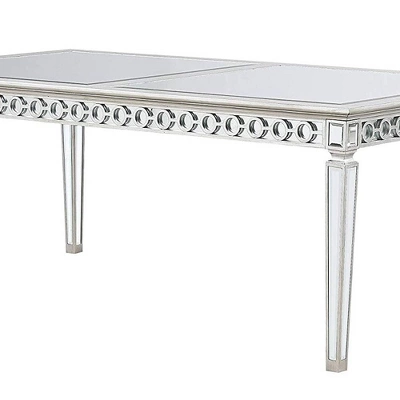 Varian Dining Table Mirrored/Antique Platinum - Acme Furniture 3 Varian Dining Table Mirrored/Antique Platinum - Acme Furniture - Image 3