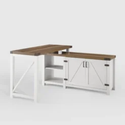 Farmhouse Rustic L Shaped Desk With Storage - Saracina Home -Living Space Shop GUEST 548cfd29 f483 449e 9420 48f42153627f