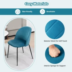 Tangkula Dining Chair Set Of 2 Upholstered Velvet Chair Set W/ Metal Base For Living Room -Living Space Shop GUEST 55762870 fa16 4410 9087 212c89351af7