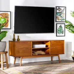Solid Wood Mid-Century Modern TV Stand For TVs Up To 65" - Saracina Home 27 Solid Wood Mid-Century Modern TV Stand For TVs Up To 65" - Saracina Home -Living Space Shop GUEST 55d038af 42a5 438d 8b74 91f0ac9cc7f7