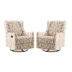 Set Of 2 Bernd Comfy Manual Swivel Glider Recliner With Built-in S-spring And Metal Base | KARAT HOME