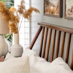 Boho Solid Wood Spindle Platform Bed - Saracina Home -Living Space Shop GUEST 56d06391 618a 4987 81f4 c67d43671300