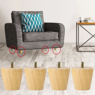 Unique Bargains Wood Furniture Sofa Dresser Legs Round Mid-Century Modern Replacement Feet Set Of 4 2 Unique Bargains Wood Furniture Sofa Dresser Legs Round Mid-Century Modern Replacement Feet Set Of 4 - Image 2