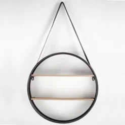 33" Round Metal And Wood Hanging Wall Shelf Brown - American Art Decor -Living Space Shop GUEST 57e532fd 8273 4614 b8f6 14feb4b6bedc