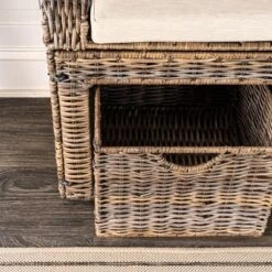 Happimess Palermo 34.50" 2 Drawer Wicker Storage Bench, Gray -Living Space Shop GUEST 58a83ef7 05eb 4be6 ae64 9ed41fb189dd
