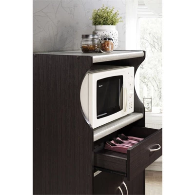 Microwave Kitchen Cart In Chocolate Gray - Hodedah 6 Microwave Kitchen Cart In Chocolate Gray - Hodedah - Image 6