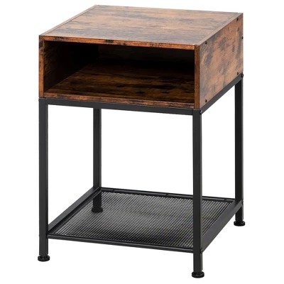 Costway Set Of 2 Industrial Nightstand End Side Table W/ Compartment & Mesh Shelf 9 Costway Set Of 2 Industrial Nightstand End Side Table W/ Compartment & Mesh Shelf - Image 9