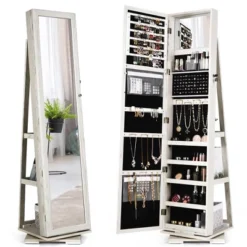 Costway 360degree Rotatable Jewelry Cabinet 2-in-1 Lockable Mirrored Organizer -Living Space Shop GUEST 5a4d681b 2347 4a9b a5f9 de8104c6e7e9