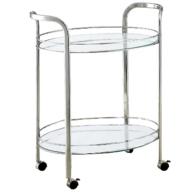 Derria Oval Mirrored Metal Frame Serving Cart - Furniture Of America 5 Derria Oval Mirrored Metal Frame Serving Cart - Furniture Of America - Image 5