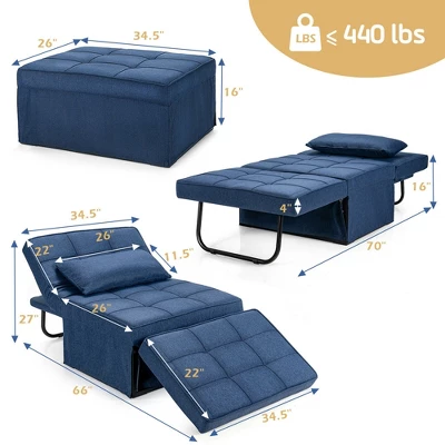 Costway 4 In 1 Multi-Function Sofa Bed Convertible Sleeper Folding Ottoman 1 Costway 4 In 1 Multi-Function Sofa Bed Convertible Sleeper Folding Ottoman
