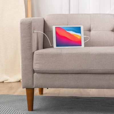 54" Pascal Loveseat Sofa With USB Oatmeal - Zinus 1 54" Pascal Loveseat Sofa With USB Oatmeal - Zinus