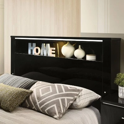 2pc Shorehaven Contemporary Nightstand And Bed Set Black/Chrome - MiBasics 3 2pc Shorehaven Contemporary Nightstand And Bed Set Black/Chrome - MiBasics - Image 3