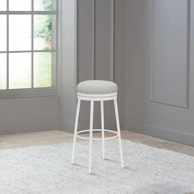 Aubrie Backless 30" Swivel Barstool Off White/Silver - Hillsdale Furniture 1 Aubrie Backless 30" Swivel Barstool Off White/Silver - Hillsdale Furniture
