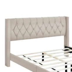 Queen Size Upholstered Wood Platform Bed-ModernLuxe -Living Space Shop GUEST 5d94edbc 0452 4ad1 9025 6c196a43ce2e