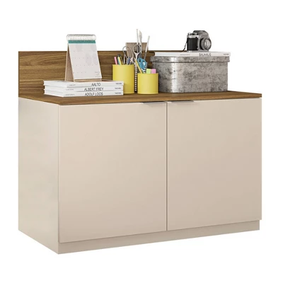 36" Wooden Accent Cabinet With 2 Doors Brown/Off White - The Urban Port 1 36" Wooden Accent Cabinet With 2 Doors Brown/Off White - The Urban Port