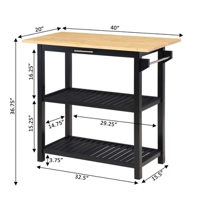 Designs2Go 3 Tier Butcher Block Kitchen Prep Island With Drawer - Breighton Home 9 Designs2Go 3 Tier Butcher Block Kitchen Prep Island With Drawer - Breighton Home - Image 9