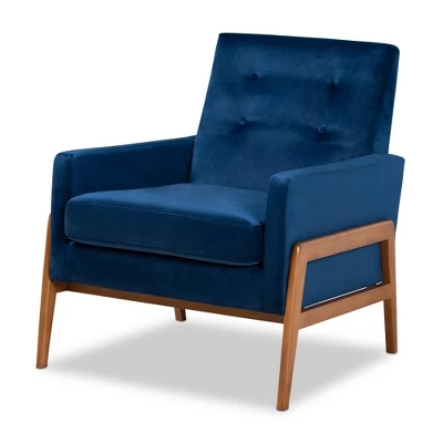 Perris Mid-Century Modern Velvet Fabric Upholstered Wood Lounge Chair - Baxton Studio 8 Perris Mid-Century Modern Velvet Fabric Upholstered Wood Lounge Chair - Baxton Studio - Image 8