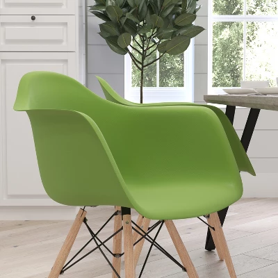 Merrick Lane Polypropylene Accent Chair With Gently Curved Arms And Metal Braced Wooden Legs 2 Merrick Lane Polypropylene Accent Chair With Gently Curved Arms And Metal Braced Wooden Legs - Image 2