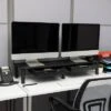 Mind Reader Large Dual Monitor Stand With Storage Riser Black