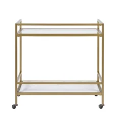 Lionel Two Tier Bar Cart On Wheels Antique Gold - Martha Stewart -Living Space Shop GUEST 5f4e21b4 f1db 4518 98f2 7aec1a595220