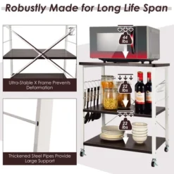 Costway 3-Tier Kitchen Baker's Rack Microwave Oven Storage Cart W/ Hook 18 Costway 3-Tier Kitchen Baker's Rack Microwave Oven Storage Cart W/ Hook -Living Space Shop GUEST 5f7f3905 faad 4bc7 8322 e3b60b02c2fa