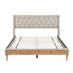Queen Size Upholstered Wood Platform Bed-ModernLuxe -Living Space Shop GUEST 5f8b4637 fbee 4653 96b6 599a933afeaf