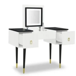 43.3" Modern Vanity Table Set With Flip-Up Mirror, LED Lights And Storage - ModernLuxe -Living Space Shop GUEST 5fa82ec4 dd96 4195 85b2 8b4bd238d920