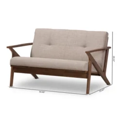 Bianca Mid-Modern Walnut Wood Fabric Tufted 2 Seater Loveseat Light Gray - Baxton Studio -Living Space Shop GUEST 5ff8c6a2 bb07 4d4f 81ab 6c0801697306