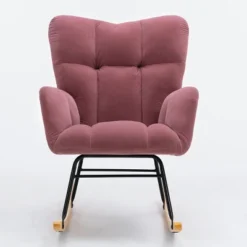Epping Nursery Rocking Chair,Velvet Upholstered Glider Rocker Rocking Accent Chair,Wingback Rocking Chairs-Maison Boucle -Living Space Shop GUEST 603fbc4d 0693 4ffd a309 2d6c7d33c317