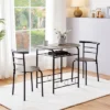 Yaheetech Modern Round Dining Table Set For 2 With Steel Legs, Storage Rack For Kitchens