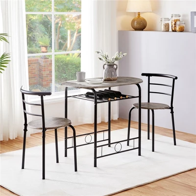 Yaheetech Modern Round Dining Table Set For 2 With Steel Legs, Storage Rack For Kitchens 1 Yaheetech Modern Round Dining Table Set For 2 With Steel Legs, Storage Rack For Kitchens