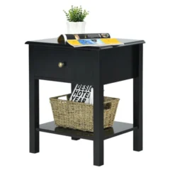 Tangkula End Table Nightstand W/Drawer & Shelf Bedroom Living Room Furniture Black 11 Tangkula End Table Nightstand W/Drawer & Shelf Bedroom Living Room Furniture Black -Living Space Shop GUEST 61cb4340 4d4e 48ad 91d1 f0b1b3f06b1a