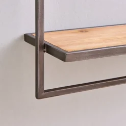 17" X 7.9" Floating Industrial Wood Wall Shelf With Metal Towel Bar Black - Danya B. -Living Space Shop GUEST 623ca22c d6d2 4dc4 b7b5 87292121d304