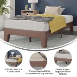 Merrick Lane Eduardo Platform Bed Frame, Solid Wood Platform Bed Frame With Slatted Support, No Box Spring Needed -Living Space Shop GUEST 6371ddd1 0226 499e a1e5 fa807d966de7