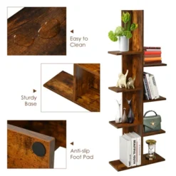 Tangkula Modern Multi-Layer Bookshelf Floor Standing Bookcase W/Anti-fall Device Storage Rack For Home Office Rustic 20 Tangkula Modern Multi-Layer Bookshelf Floor Standing Bookcase W/Anti-fall Device Storage Rack For Home Office Rustic -Living Space Shop GUEST 6393b700 4b8b 4c86 8f8a 70d36a76371c