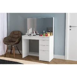 Linden Vanity With Mirror White - Polifurniture -Living Space Shop GUEST 6495a499 408a 4216 b1b1 21b7f9891d4f