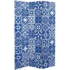 6" Double Sided Tile Canvas Room Divider Blue - Oriental Furniture