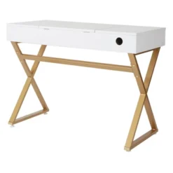 Juliette Vanity Desk Gold Legs With Top White - OSP Home Furnishings -Living Space Shop GUEST 661fed80 cdf2 4290 80bf cbf1f9e9ba32